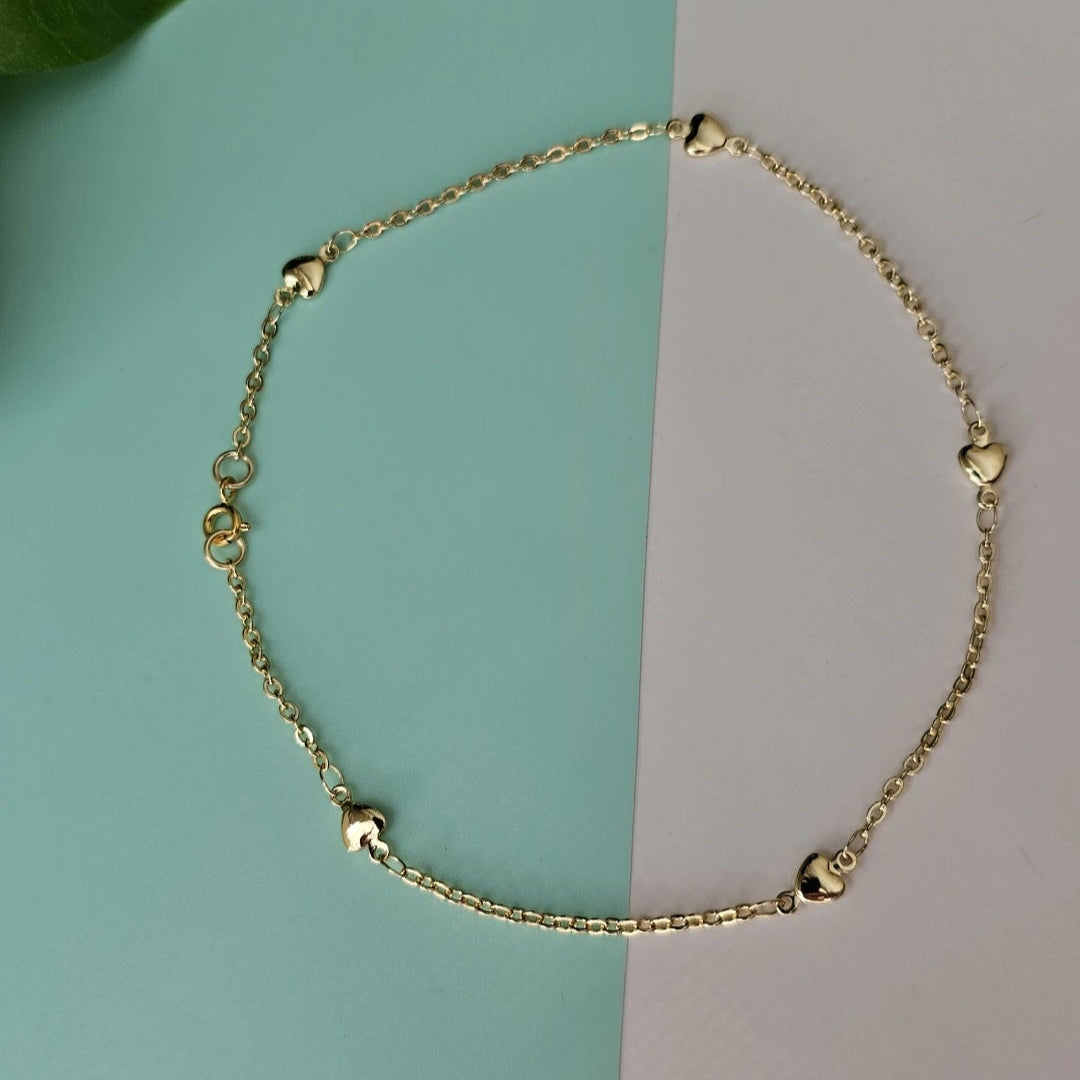 Gold Heart Plated Anklet