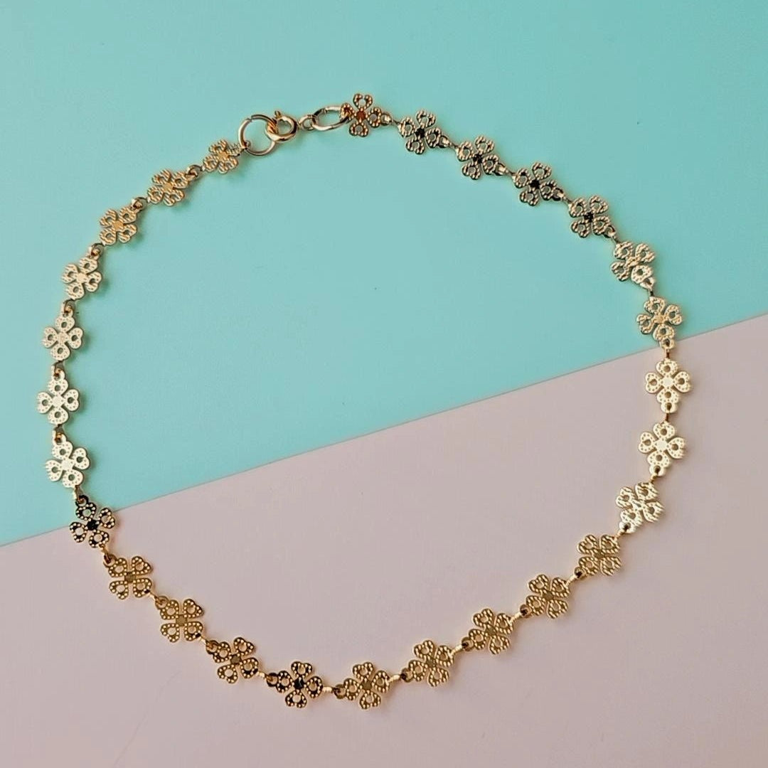 Four Leaf Clover Gold Anklet