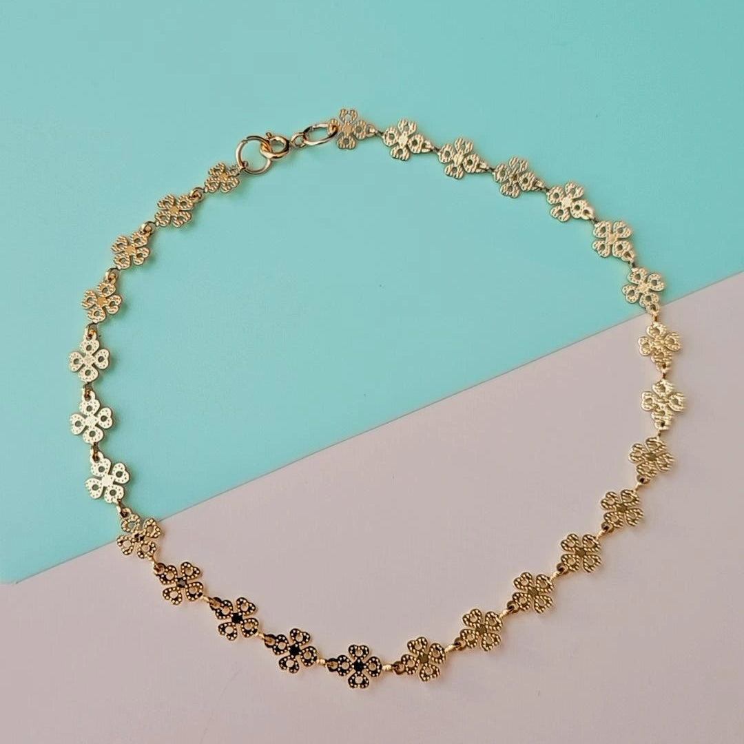 Four Leaf Clover Gold Anklet