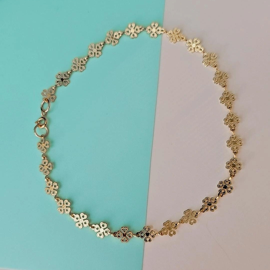 Four Leaf Clover Gold Anklet