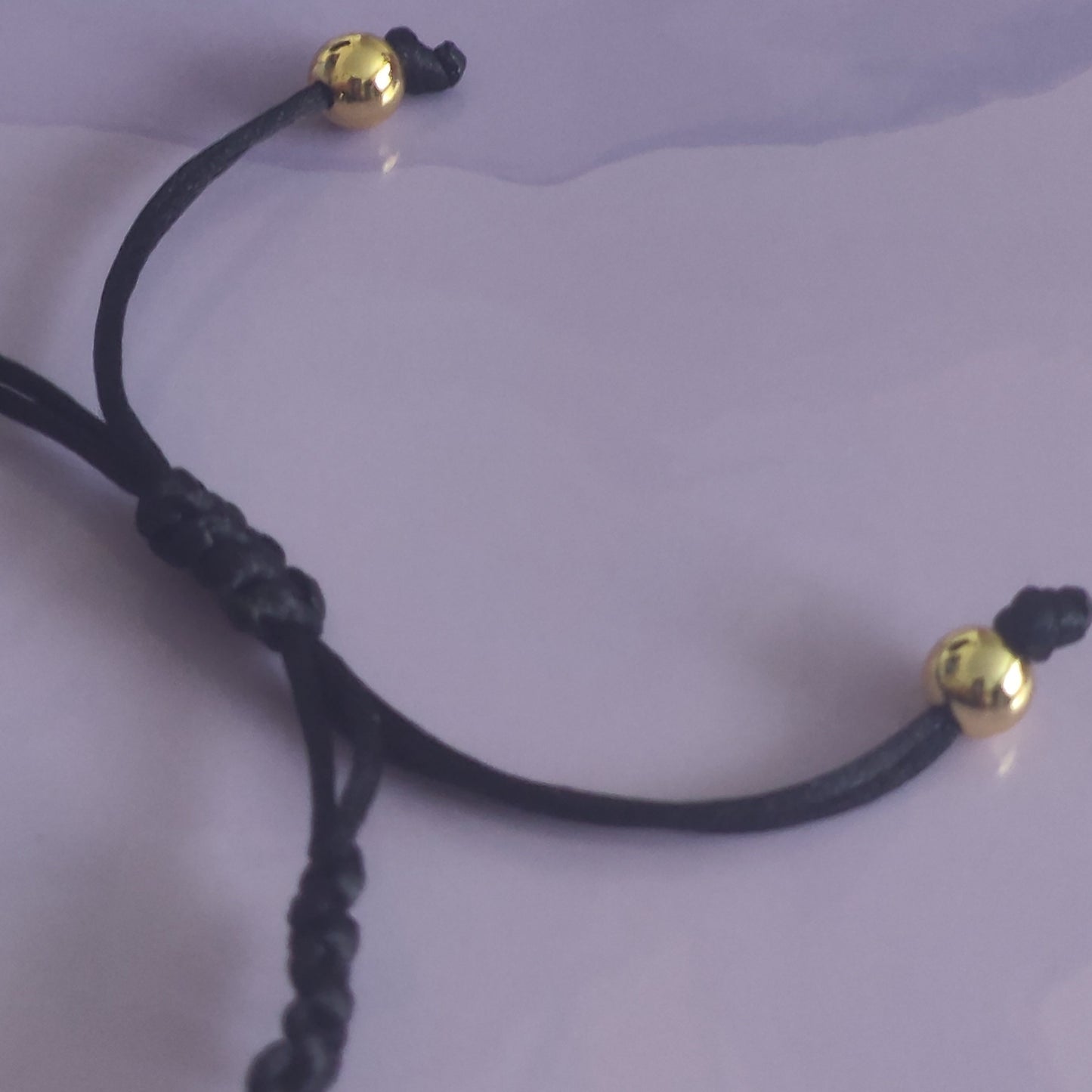 Black Crystal & Gold Macrame Bracelet