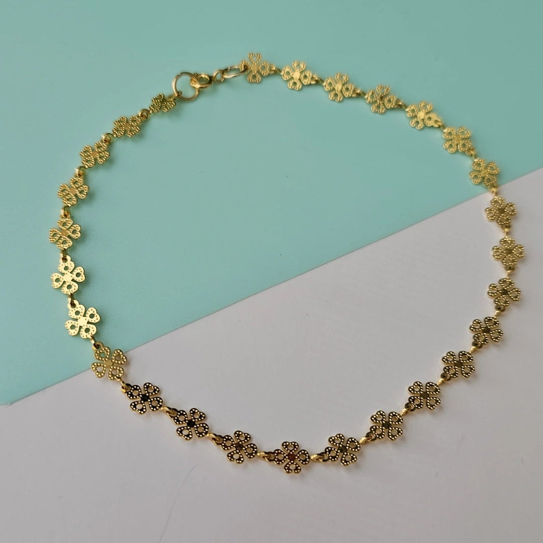 Four Leaf Clover Gold Anklet