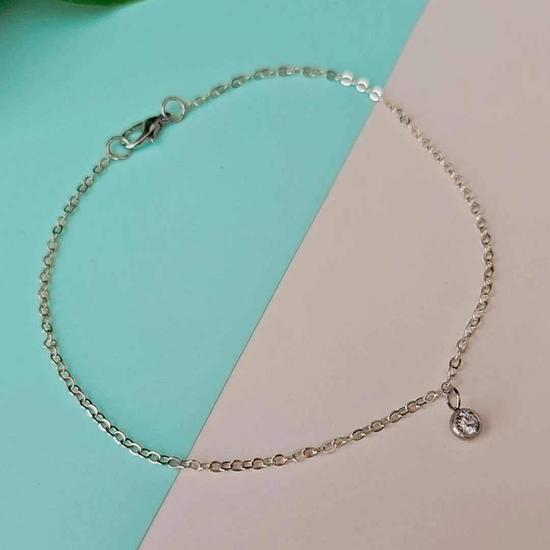 Silver Zirconia Anklet