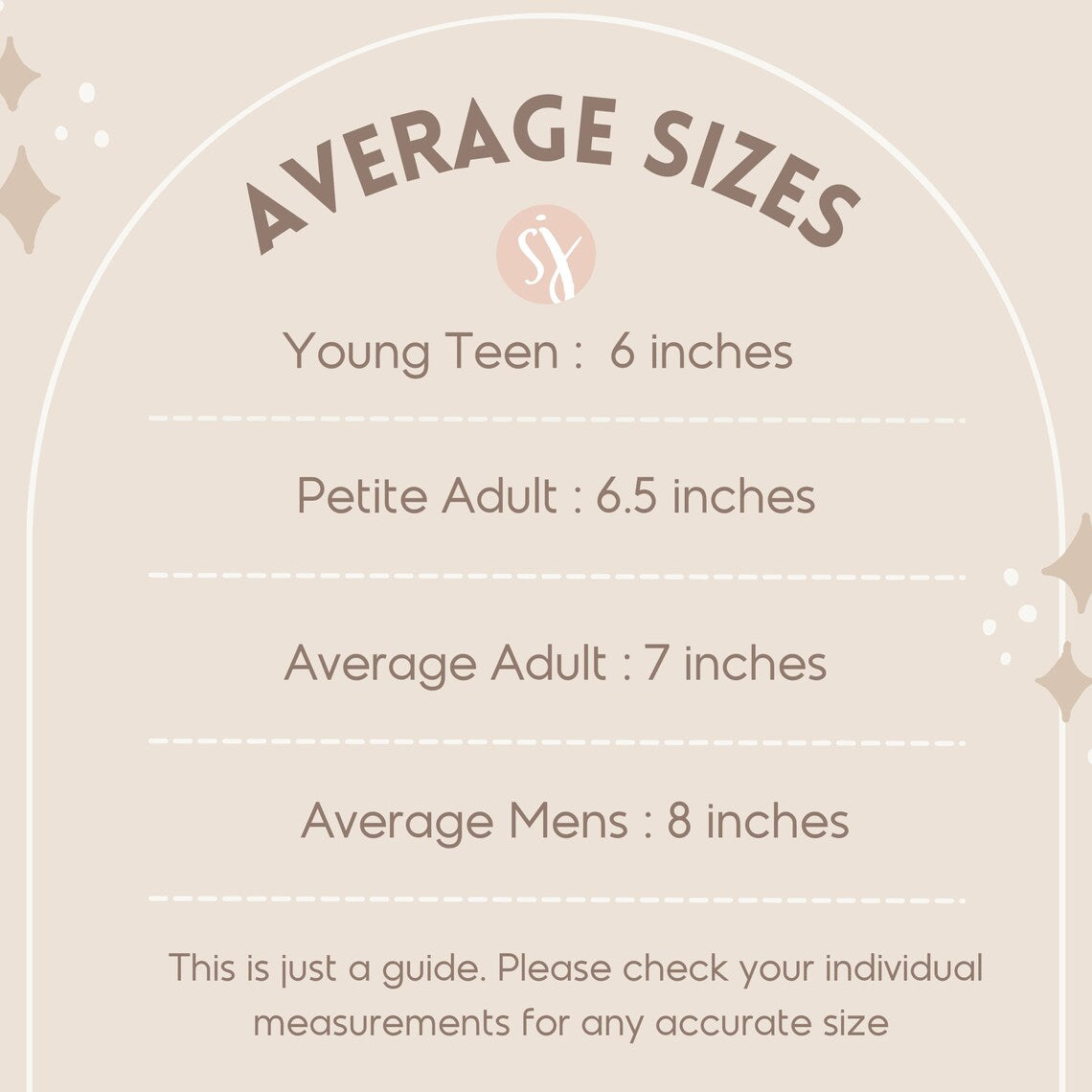 Average Size Chart