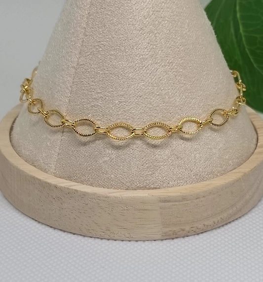 Oval Gold Plated Chain Bracelet