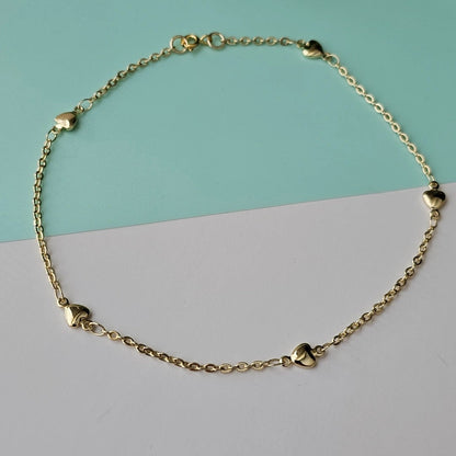 Gold Heart Plated Anklet