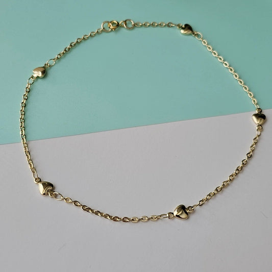 Gold Heart Plated Anklet