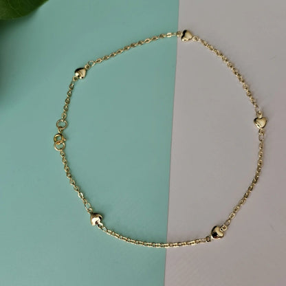 Gold Heart Plated Anklet