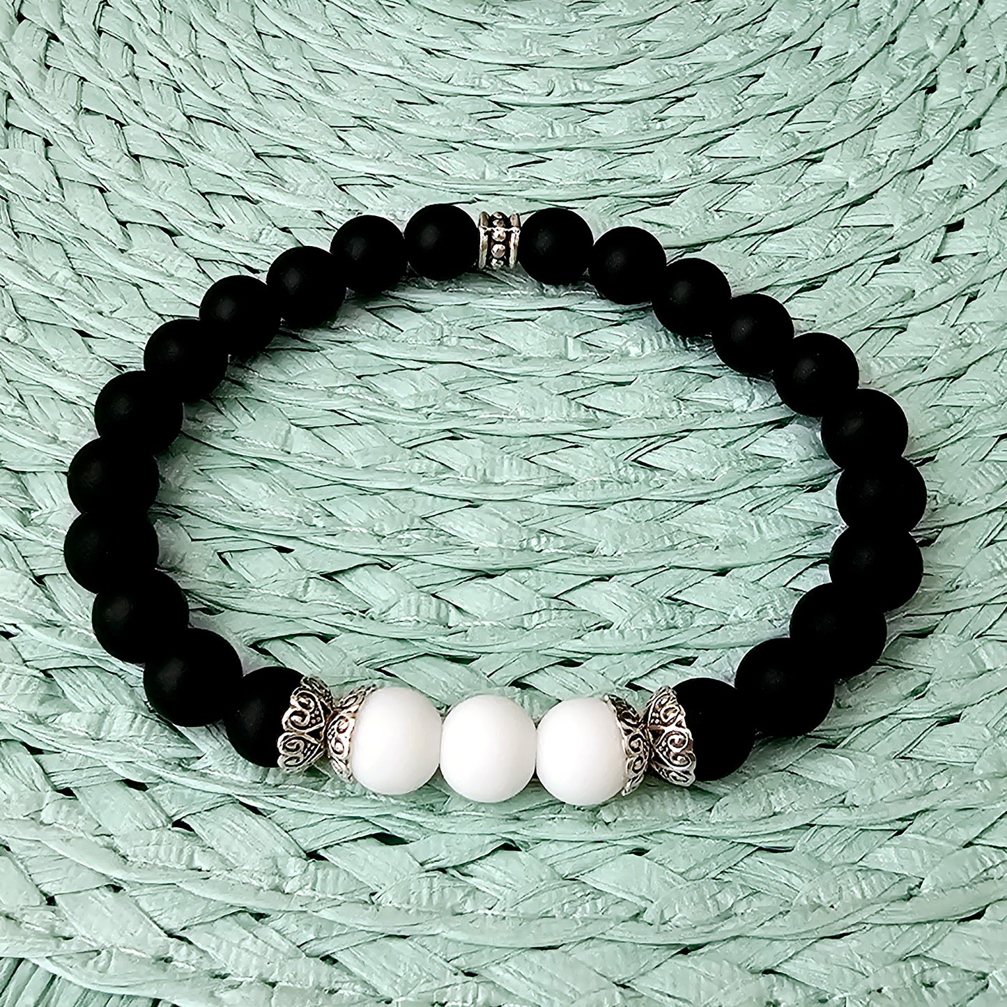Black Matte Agate Bracelet
