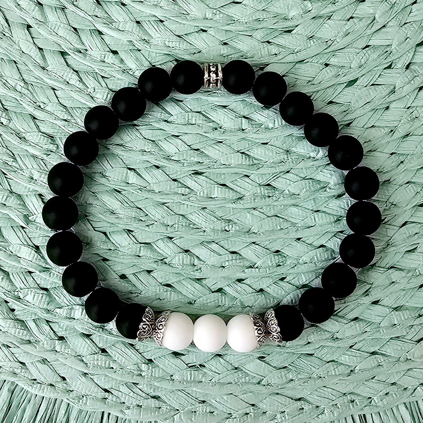 Black Matte Agate Bracelet