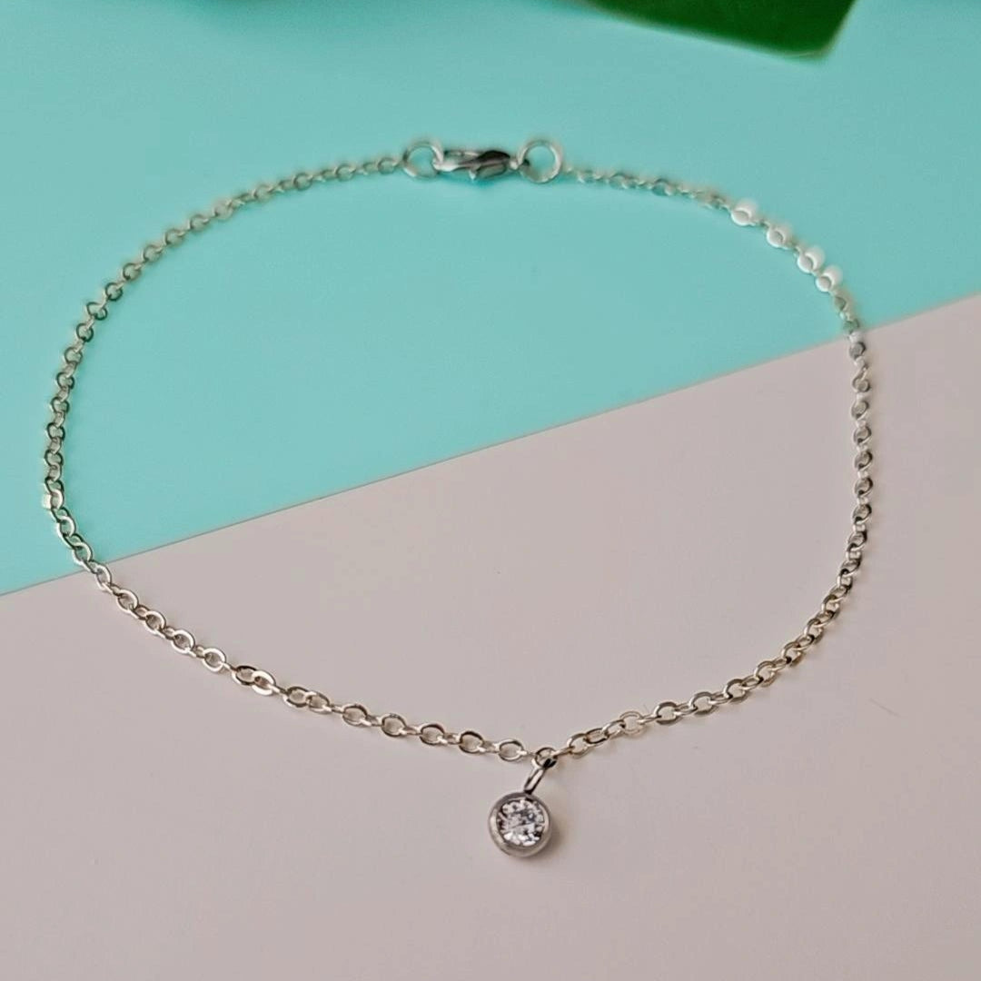 Silver Zirconia Anklet