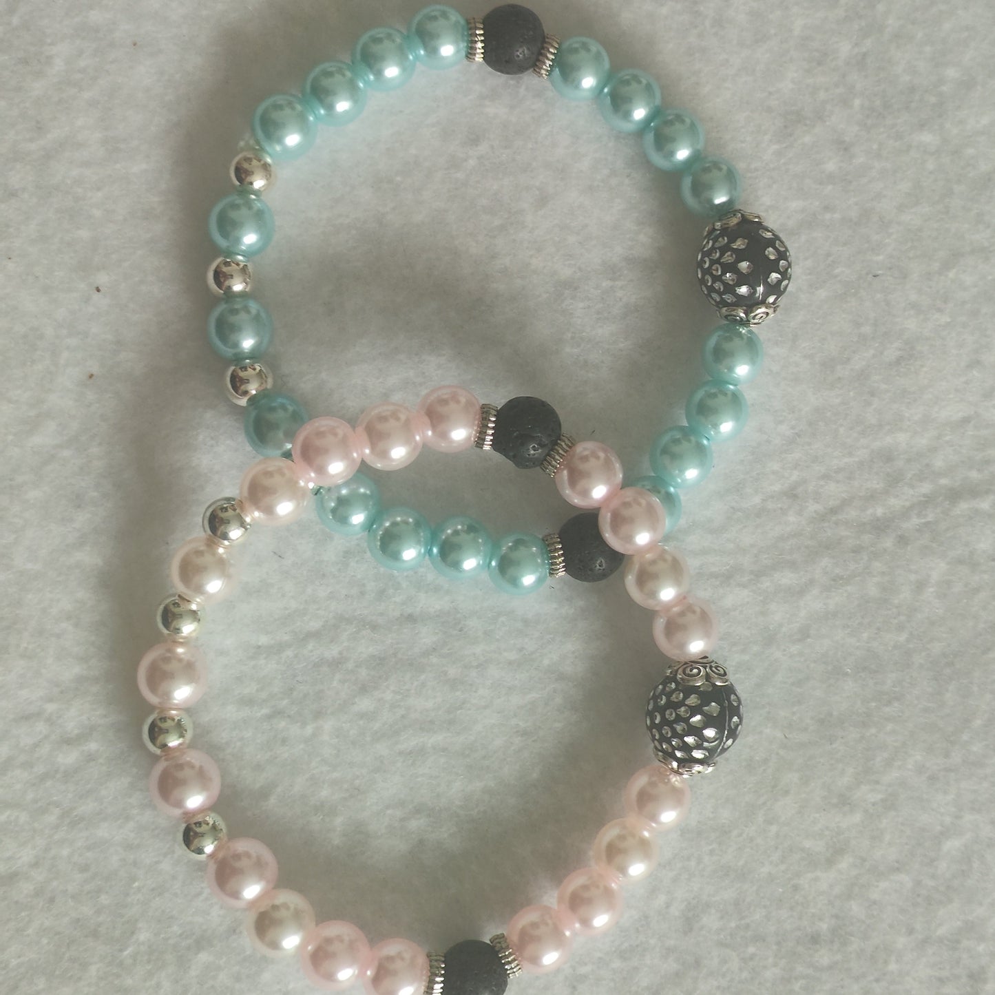 Pink and Blue Pearls Bracelets (set)