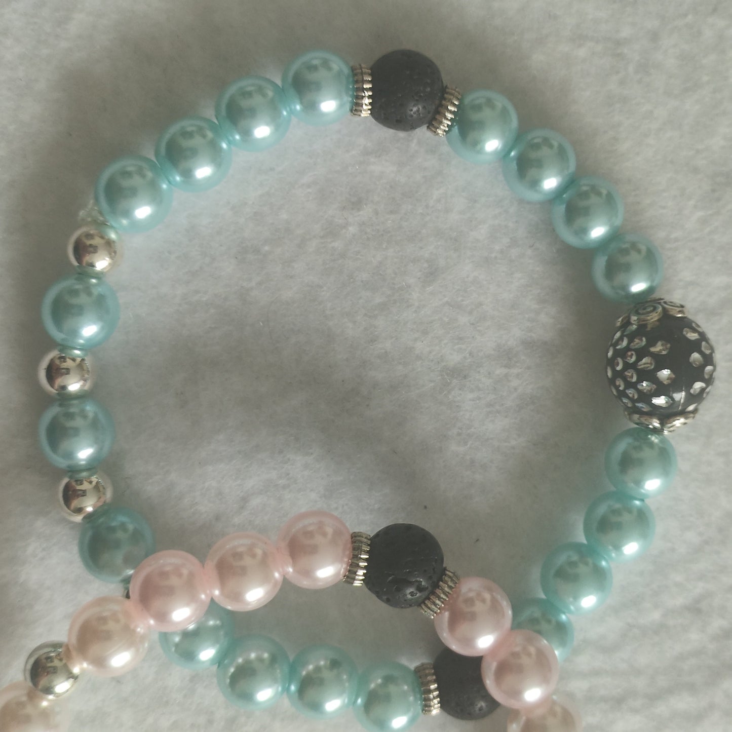 Pink and Blue Pearls Bracelets (set)