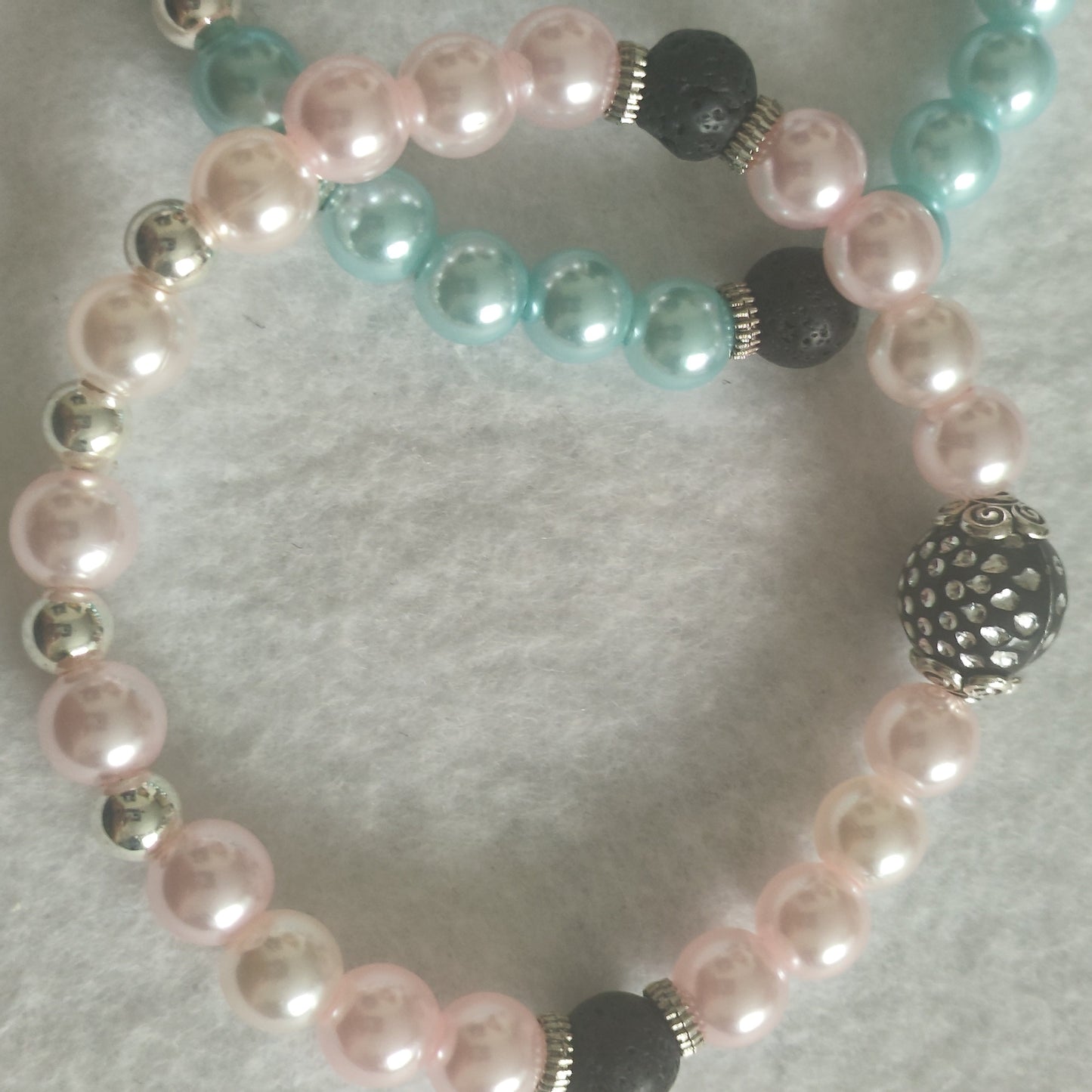 Pink and Blue Pearls Bracelets (set)