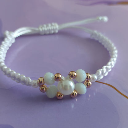 White Pearl Macrame Bracelet