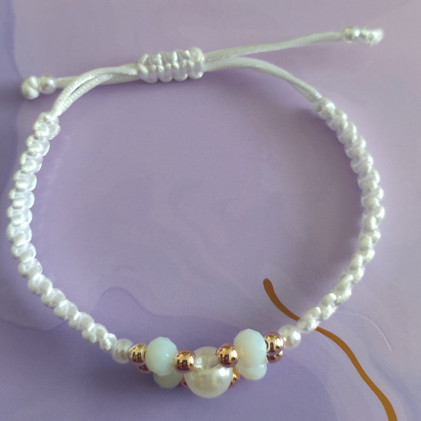 White Pearl Macrame Bracelet