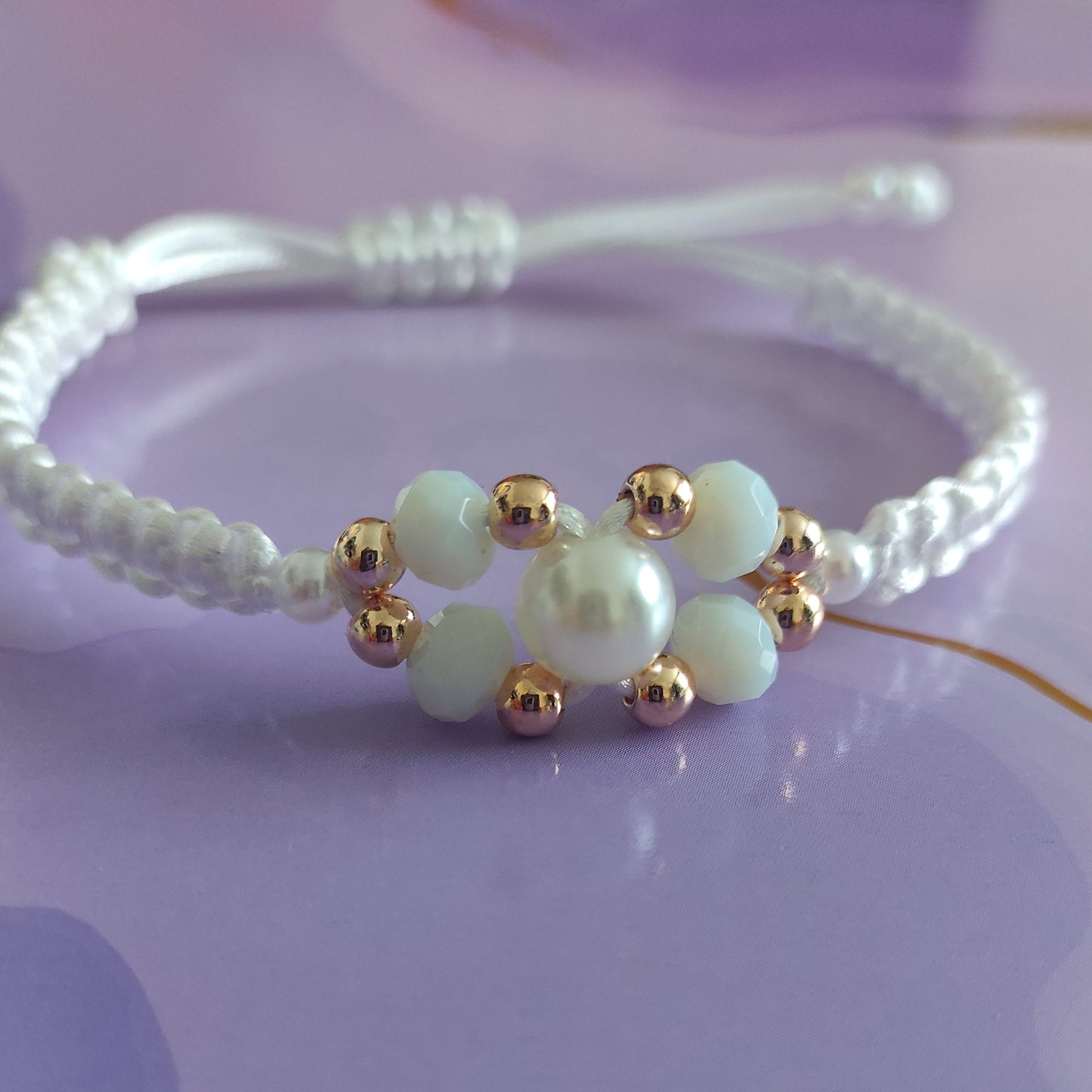 White Pearl Macrame Bracelet