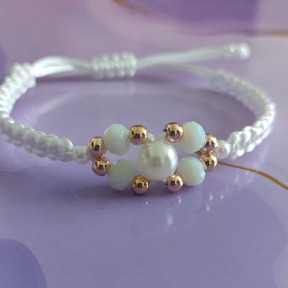 White Pearl Macrame Bracelet
