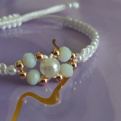 White Pearl Macrame Bracelet