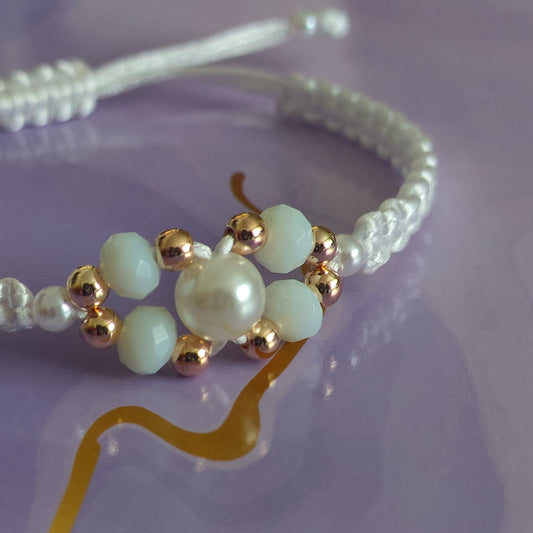 White Pearl Macrame Bracelet