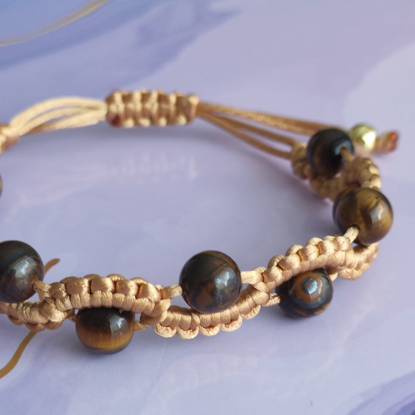 Tiger Eye Macrame Bracelet (Golden) - Unisex