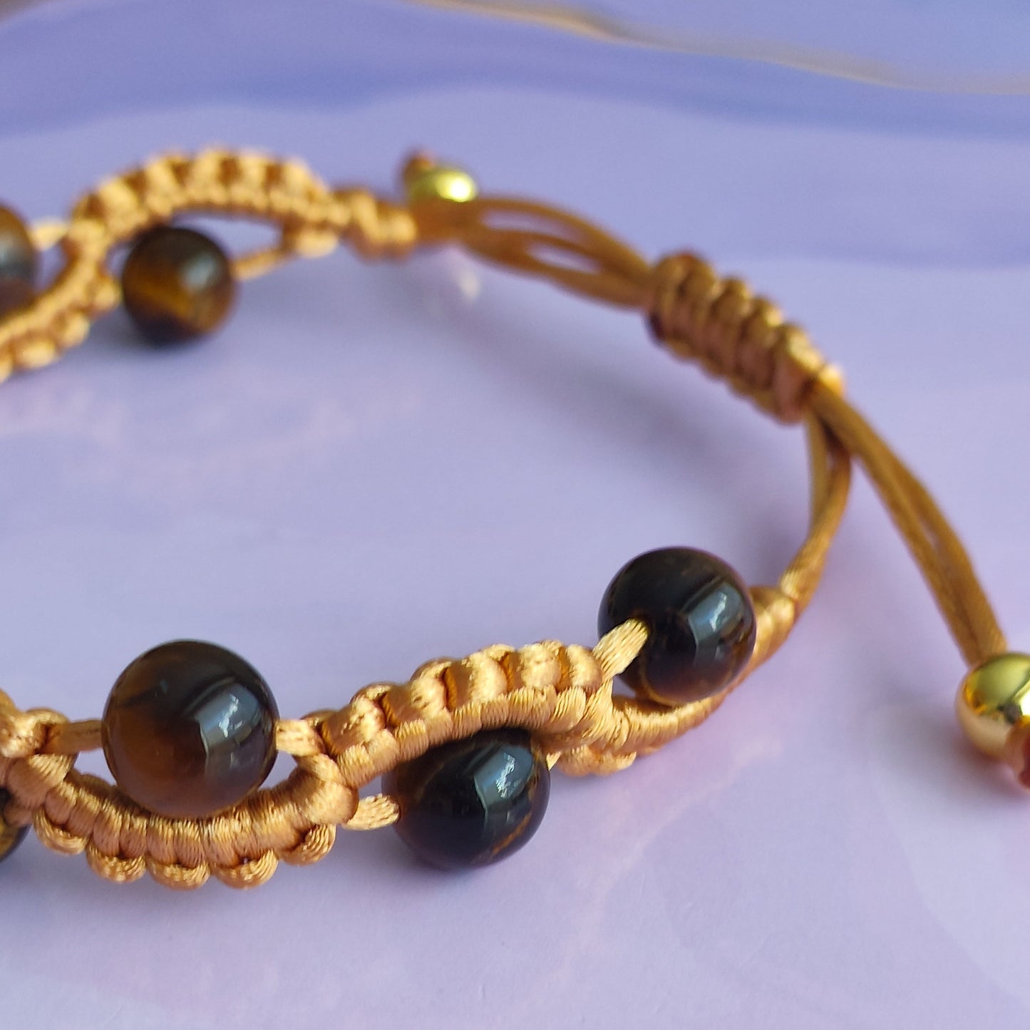 Tiger Eye Macrame Bracelet (Golden) - Unisex