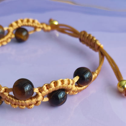 Tiger Eye Macrame Bracelet (Golden) - Unisex