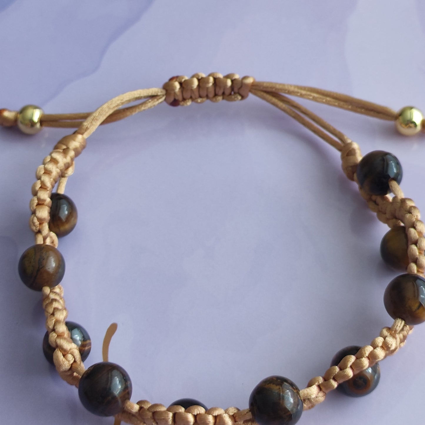 Tiger Eye Macrame Bracelet (Golden) - Unisex