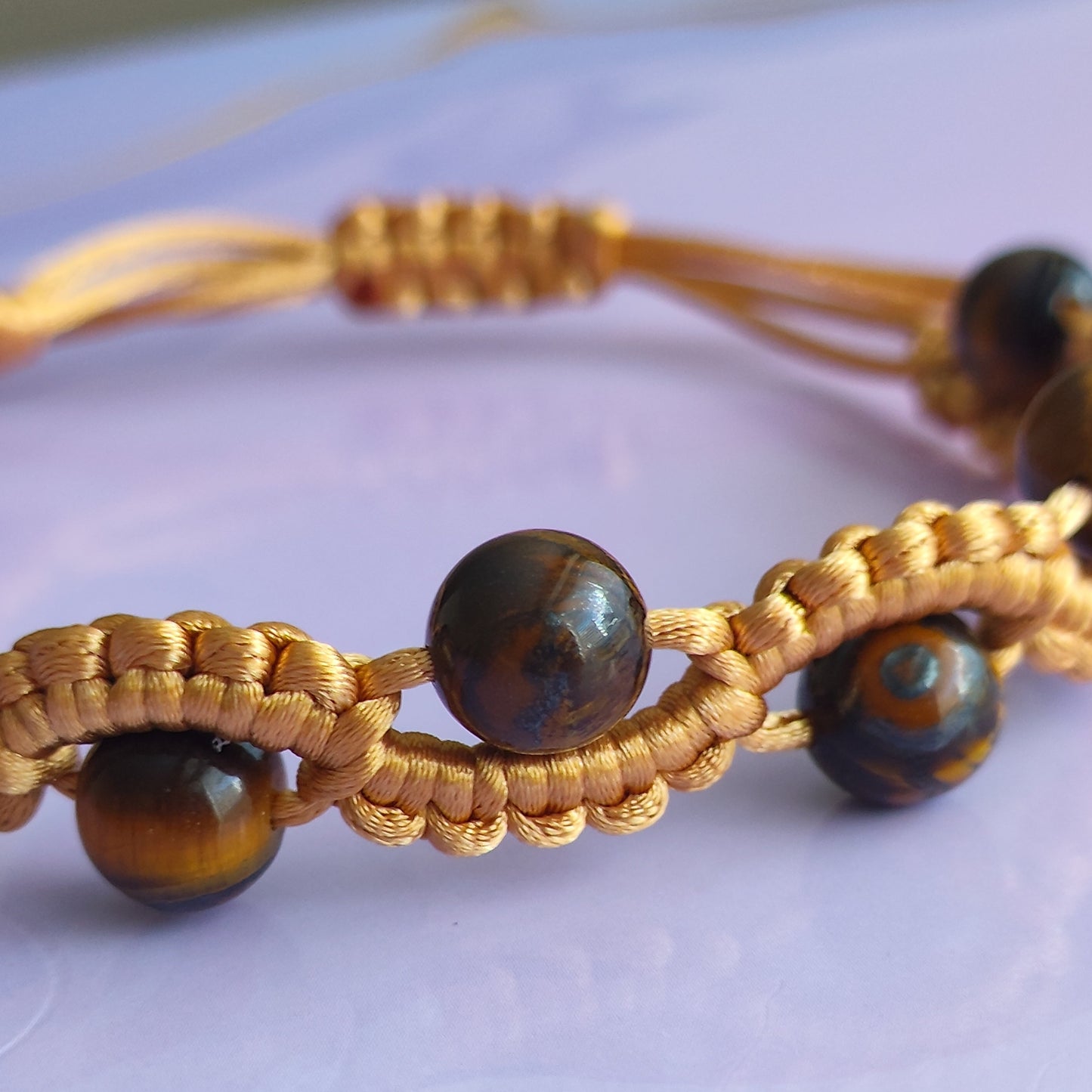 Tiger Eye Macrame Bracelet (Golden) - Unisex