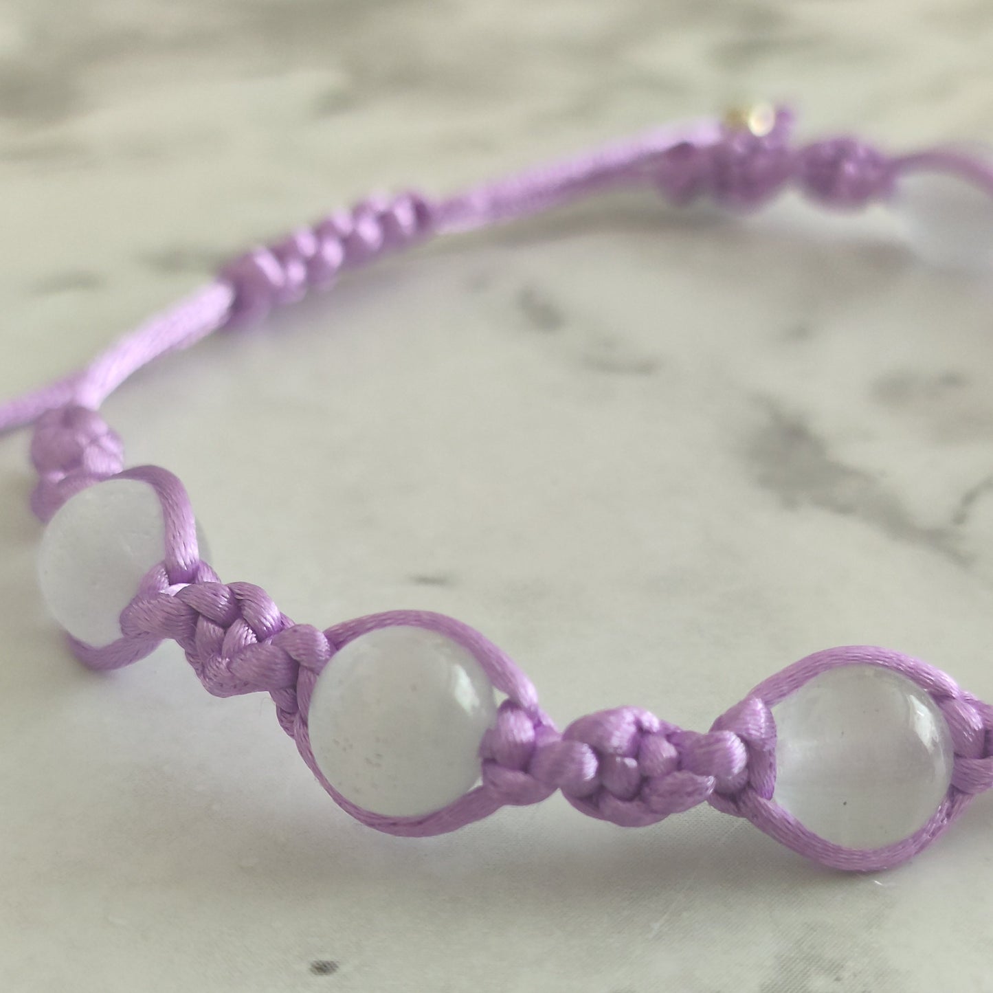 White Jade Gemstone Spiral Knot Macrame Bracelet