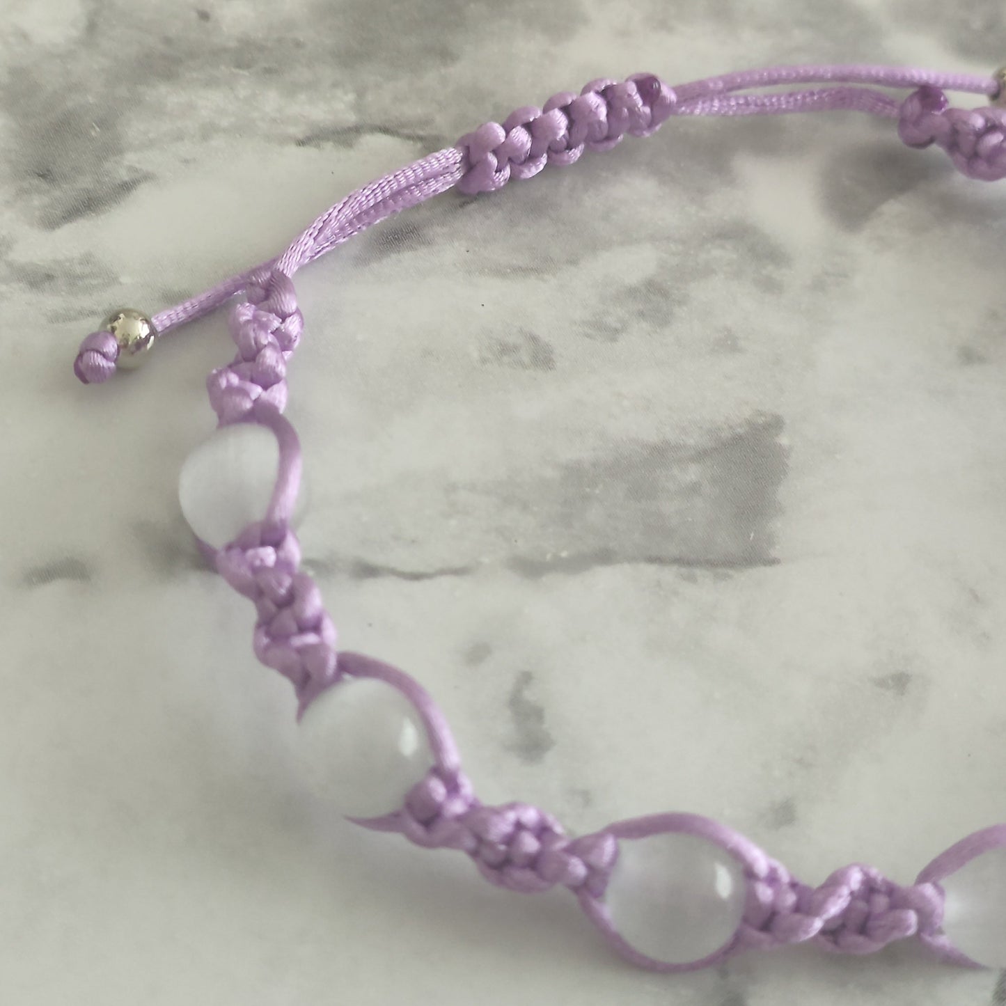 White Jade Gemstone Spiral Knot Macrame Bracelet