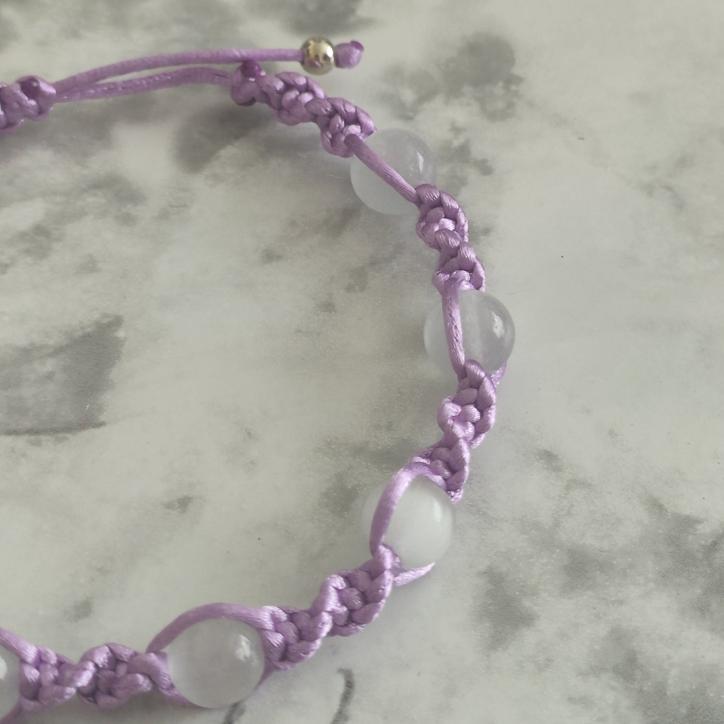 White Jade Gemstone Spiral Knot Macrame Bracelet