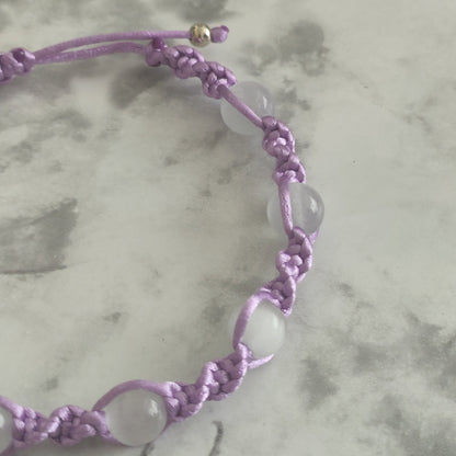 White Jade Gemstone Spiral Knot Macrame Bracelet