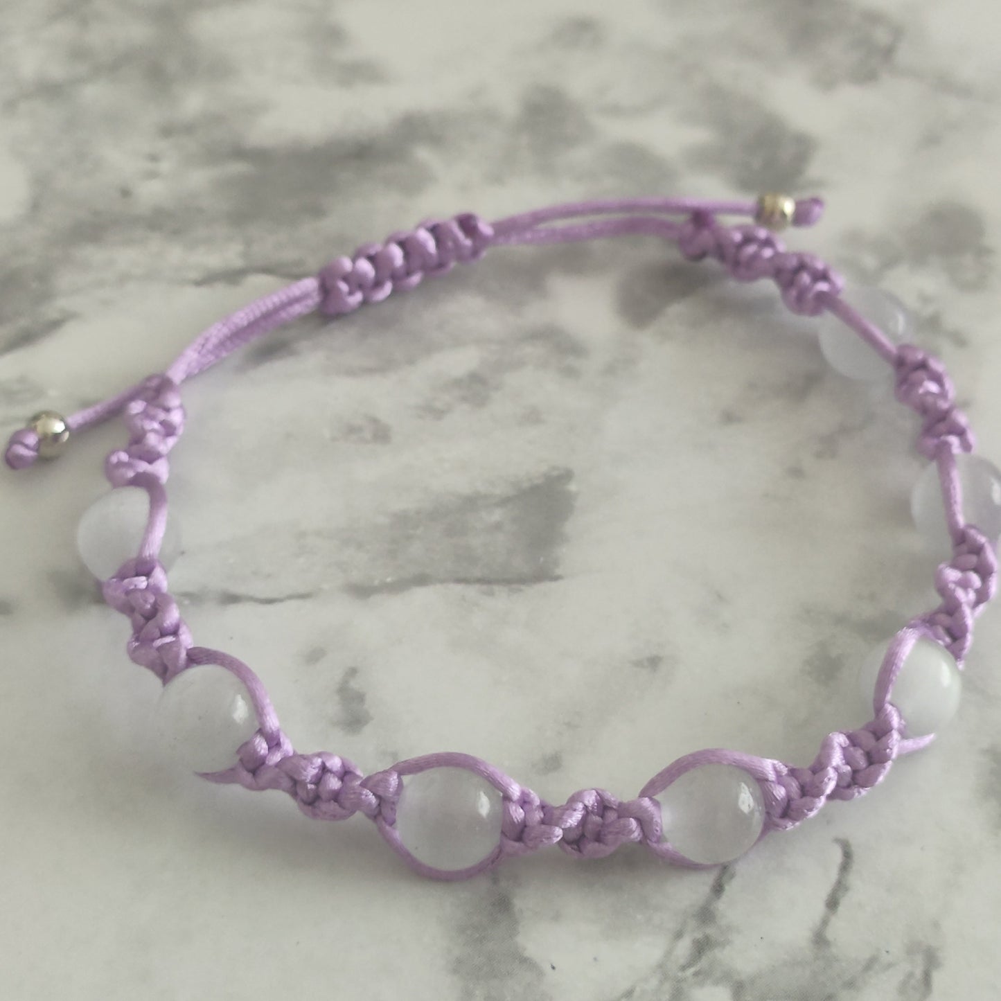 White Jade Gemstone Spiral Knot Macrame Bracelet