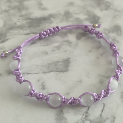 White Jade Gemstone Spiral Knot Macrame Bracelet