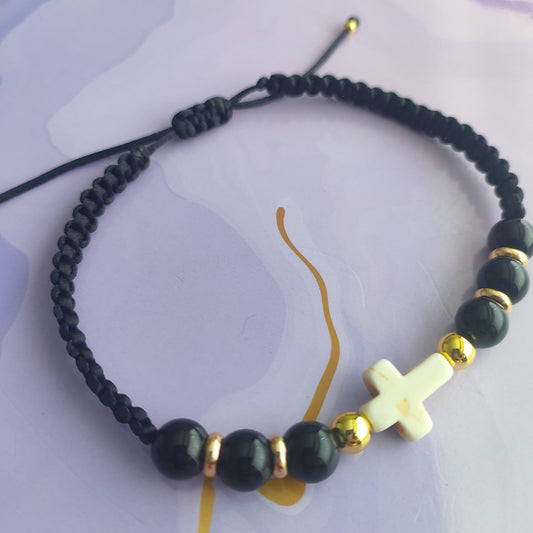 White Cross Macrame Bracelet - Man
