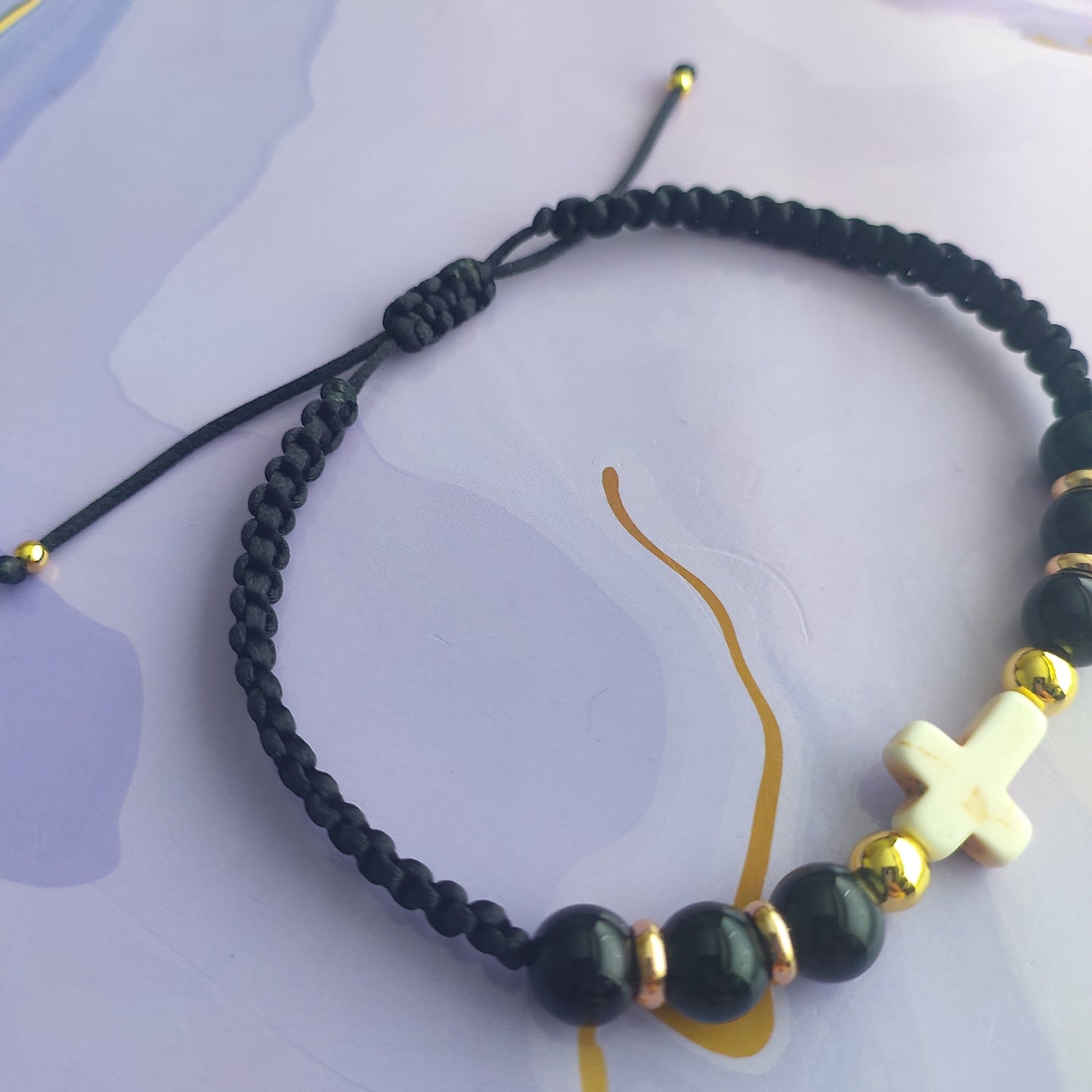 White Cross Macrame Bracelet - Man