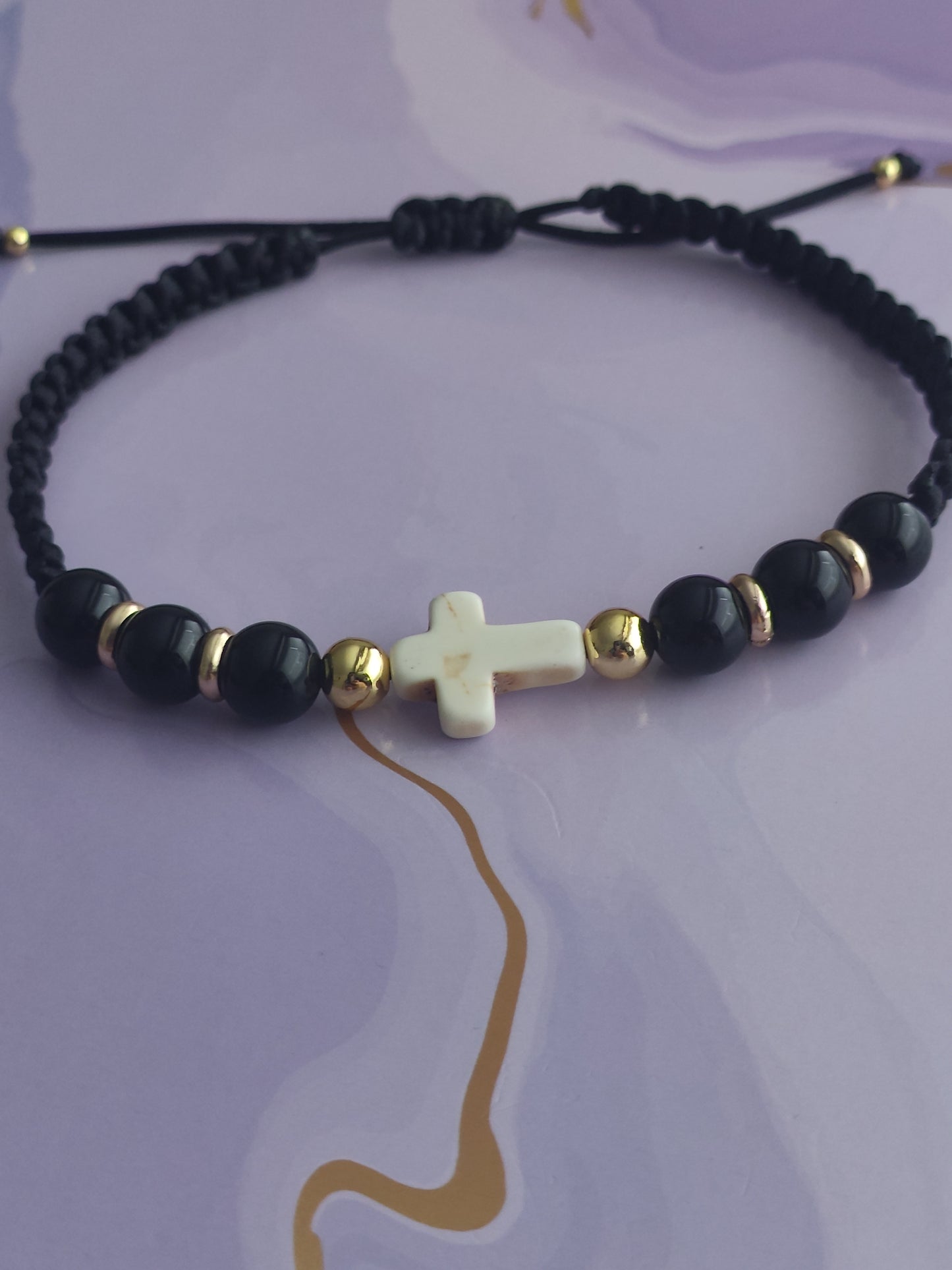 White Cross Macrame Bracelet - Man