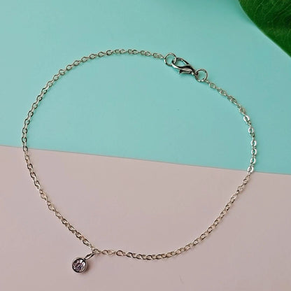 Silver Zirconia Anklet