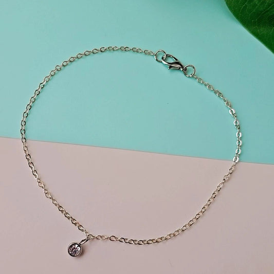 Silver Zirconia Anklet