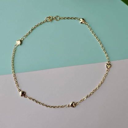 Gold Heart Plated Anklet