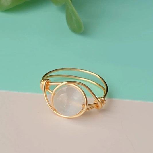White Cat Eye Ring