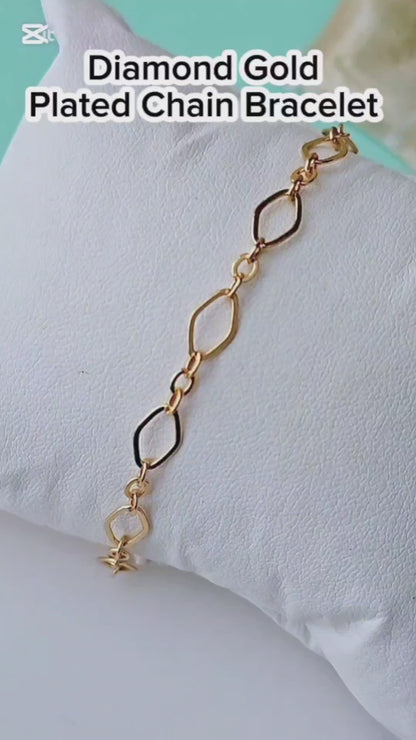 Diamond Gold Plated Chain Bracelet
