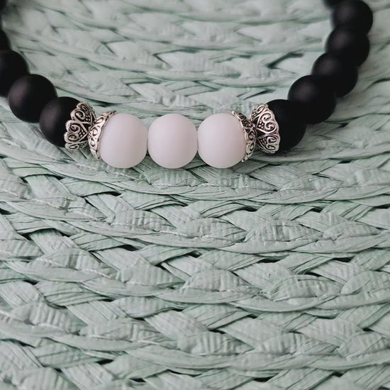 Black Matte Agate Bracelet