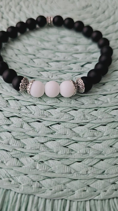 Black Matte Agate Bracelet