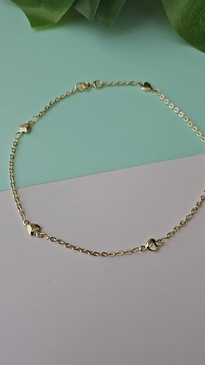 Gold Heart Plated Anklet